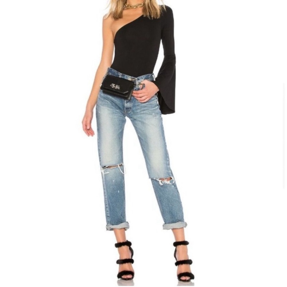 LPA Bodysuit One Shoulder 578 in Black REVOLVE